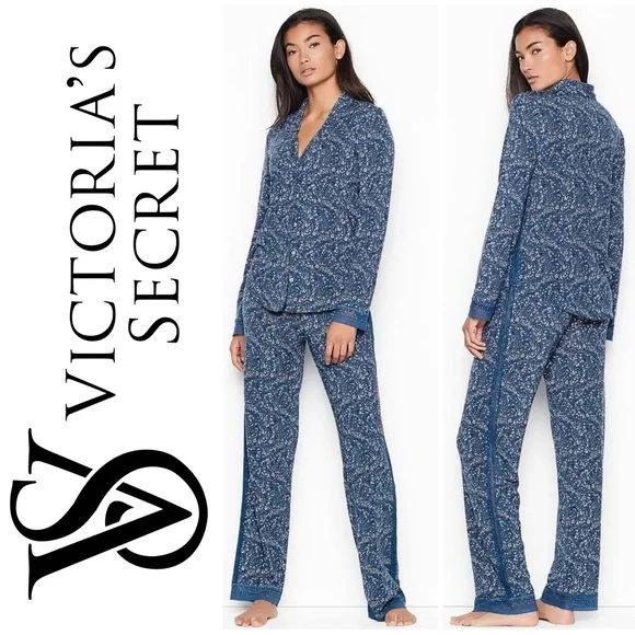 Victoria's Secret, Intimates & Sleepwear, Victorias Secret Blue Meadow Heavenly  Supersoft Modal Pajama Set